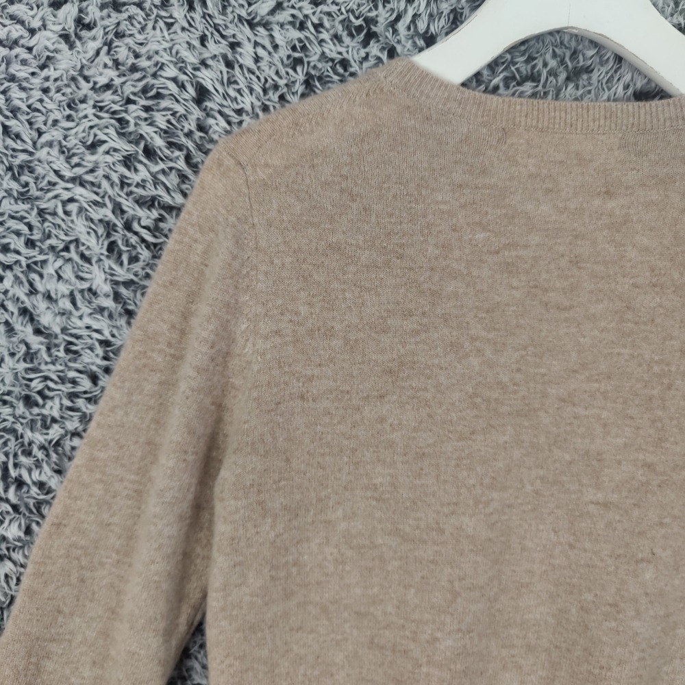 Quince 100% Cashmere Luxe Crew Neck Long Sleeve Sweater Top Women Medium Beige - Picture 13 of 15